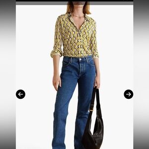 Nili Lotan Celestine Printed Jersey Shirt - Mustard